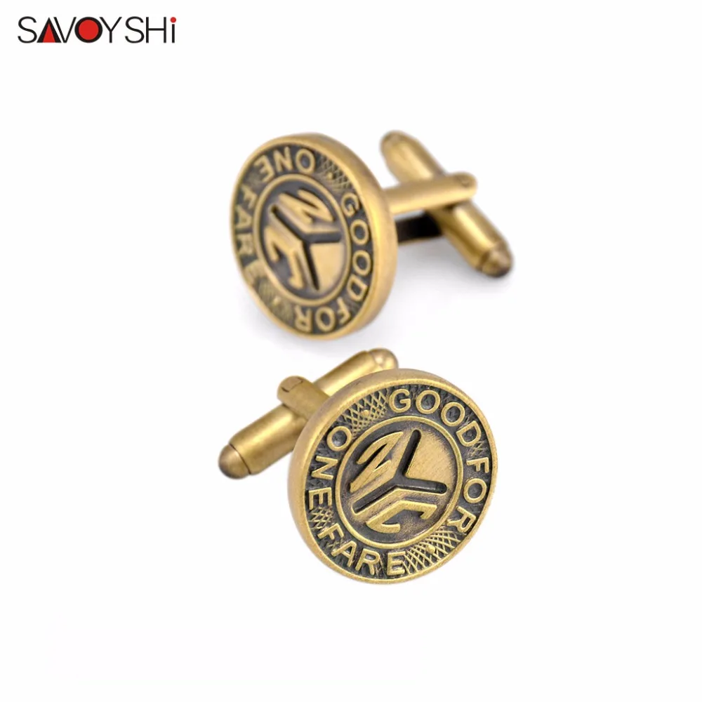 Круглые бронзовые запонки SAVOYSHI с монетами для мужчин высококачественные