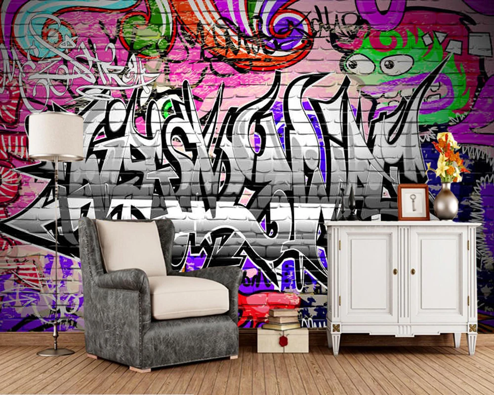 Papel де parede Grafite urbano estilo хип хоп абстрактные 3d обои гостиная диван ТВ стены спальни