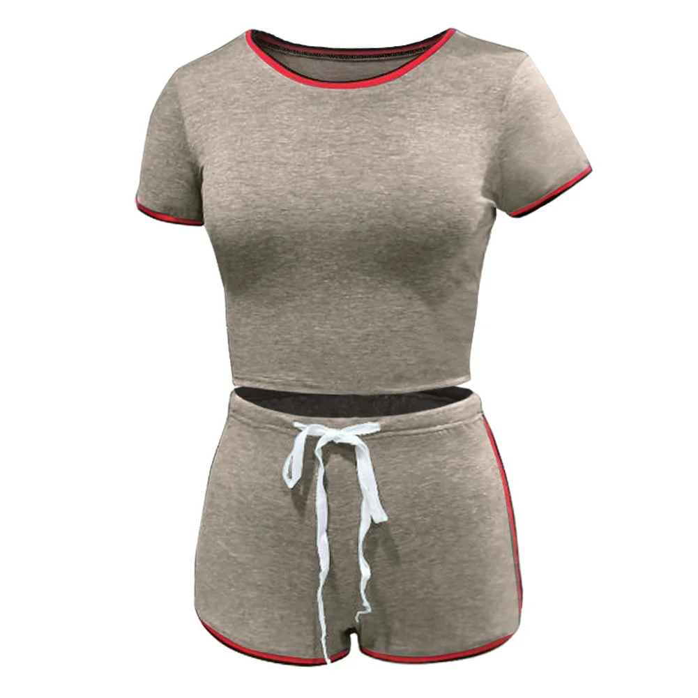 Two Piece/Set Workout Clothes For Women Yoga Set Sports Splicing Short Sleeve T-shirt Top Shorts Fitness |