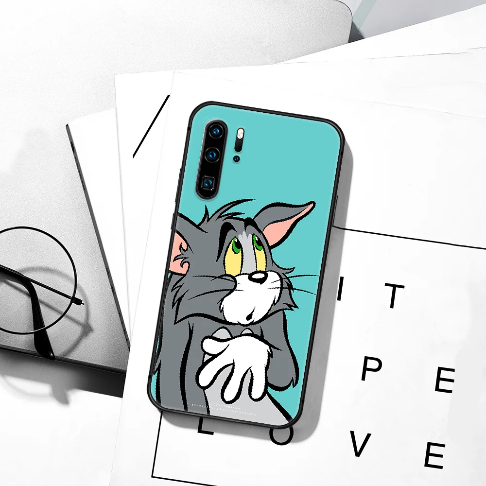 

Cartoon Cat Tom Mouse Jerry Phone Case For Huawei P Mate 10 20 30 40 Pro Lite Smart 2019 2021 black Hoesjes Trend Cover Tpu