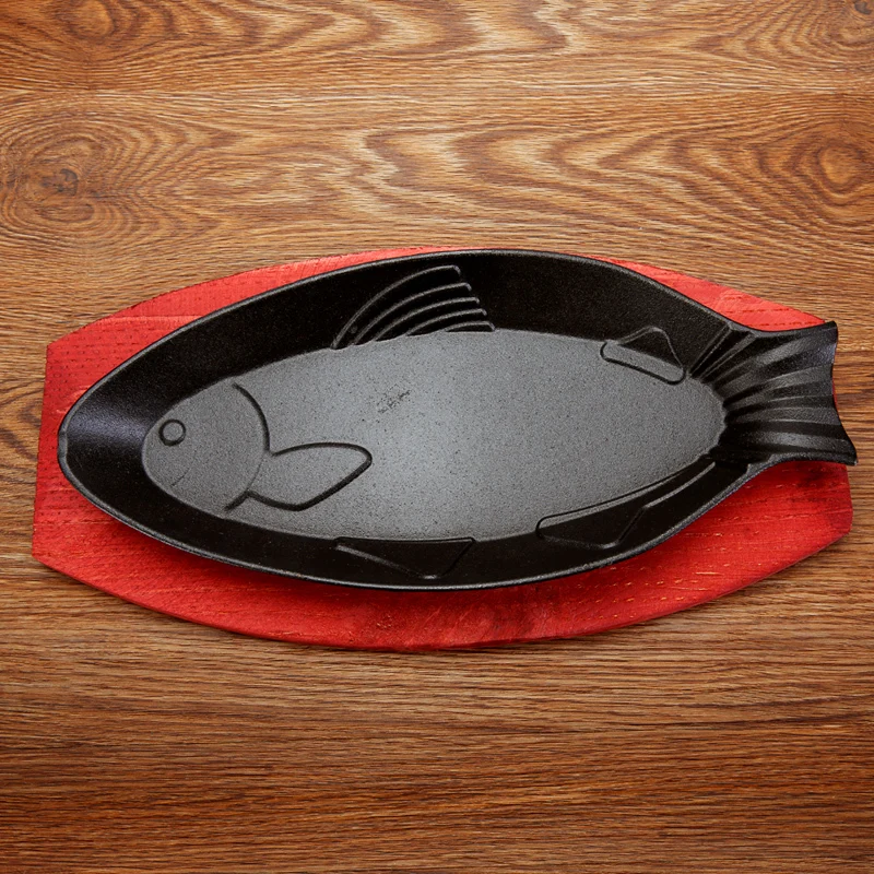Китайский чугунный прямоугольный утолщенный поднос для жарки жареная рыба блюдо