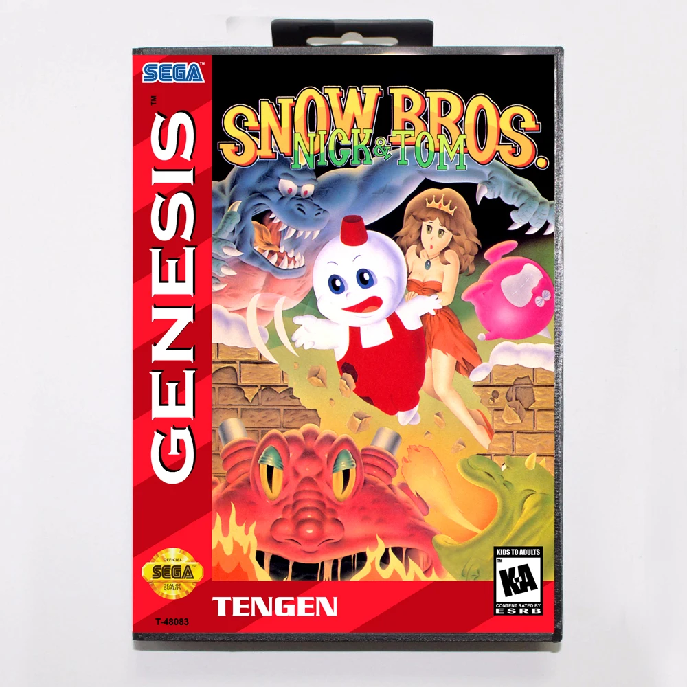 Игровой картридж Snow Bros Nick & Tom 16 бит игровая карта MD с розничной коробкой для Sega Mega