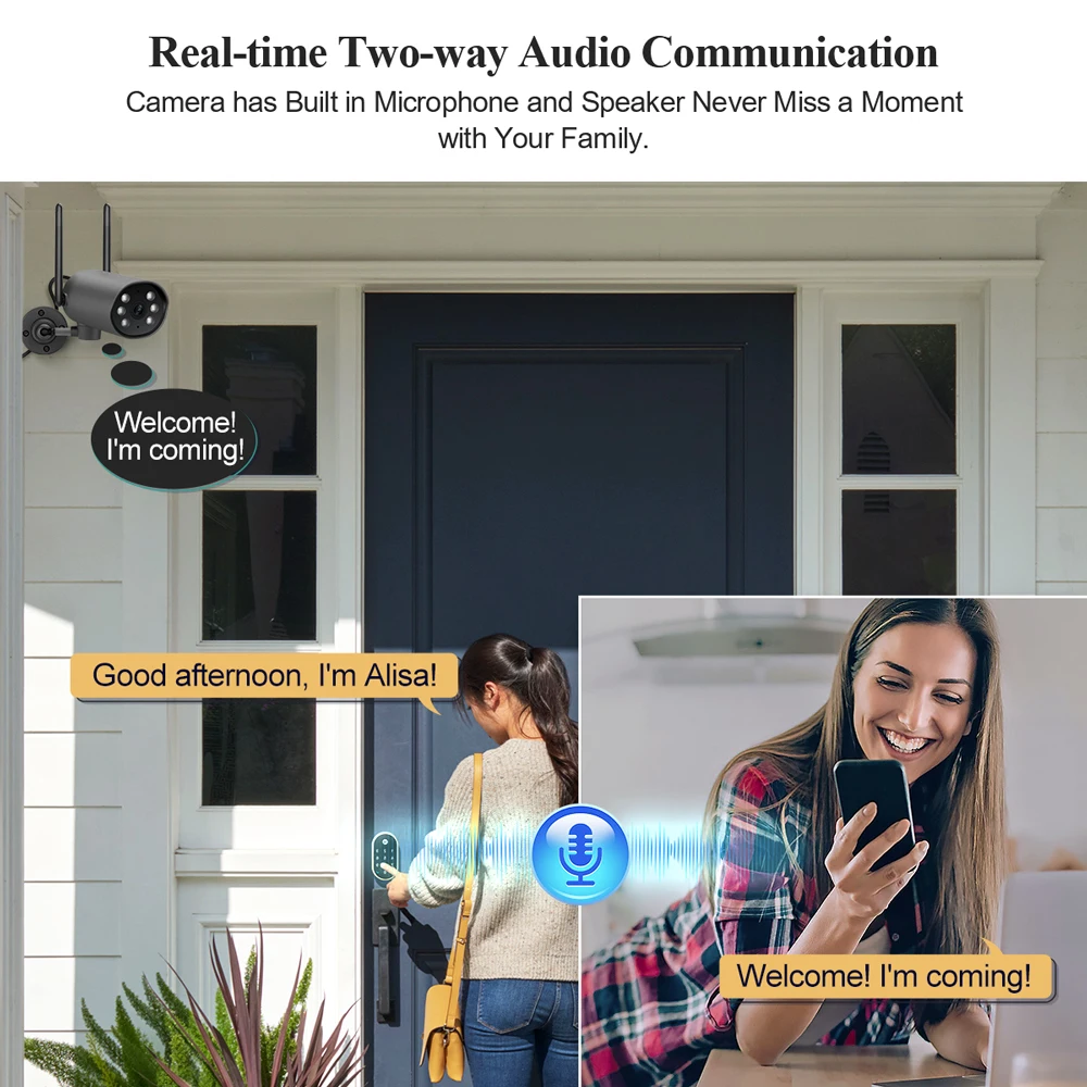 Беспроводная система видеонаблюдения Techage 8 каналов 3 Мп наружная камера пт Wi-Fi