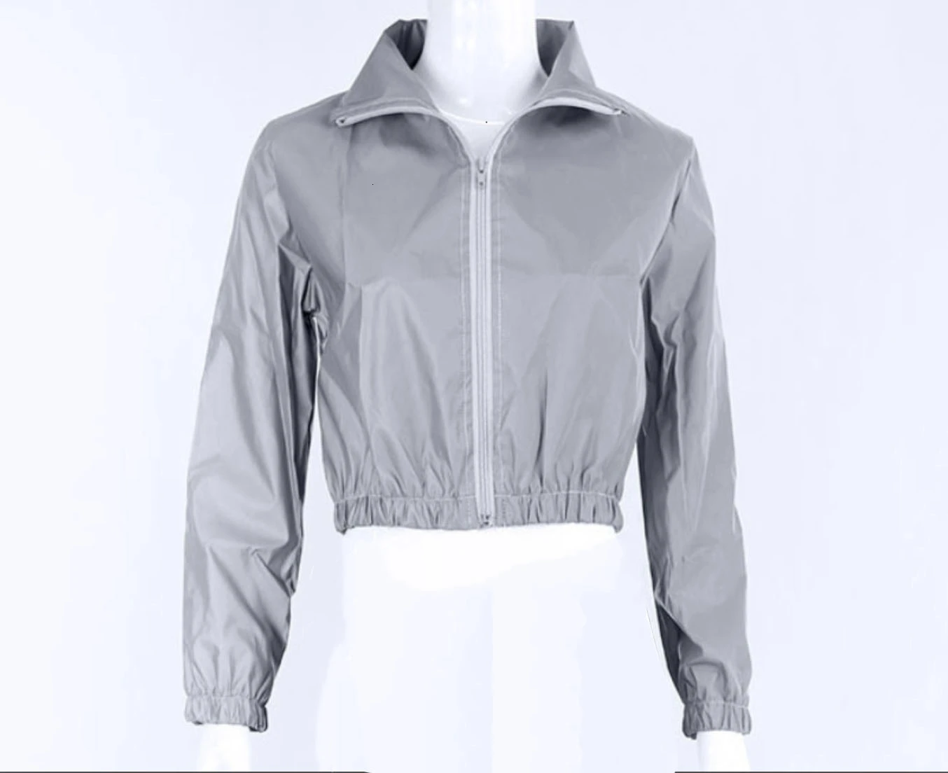 jacket Женский спортивный костюм, комплект из 2 предметов, хип-хоп, светоотражающий укороченный топ, штаны, модная женская Свободная куртка на молнии, пальто, подходящие комплекты размера плюс - Цвет: jacket