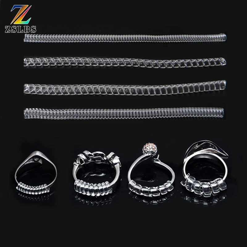 

4pcs/set Ring Size Adjuster Jewelry Tools Invisible Spiral Based Ring Size Adjuster Guard Tightener Reducer Resizing Tool