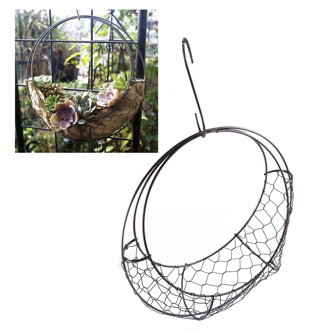 

LETAOSK 28 см черный железный Винтажный стиль железная Форма Луны суккулентный горшок подвесной Плантатор для праздника