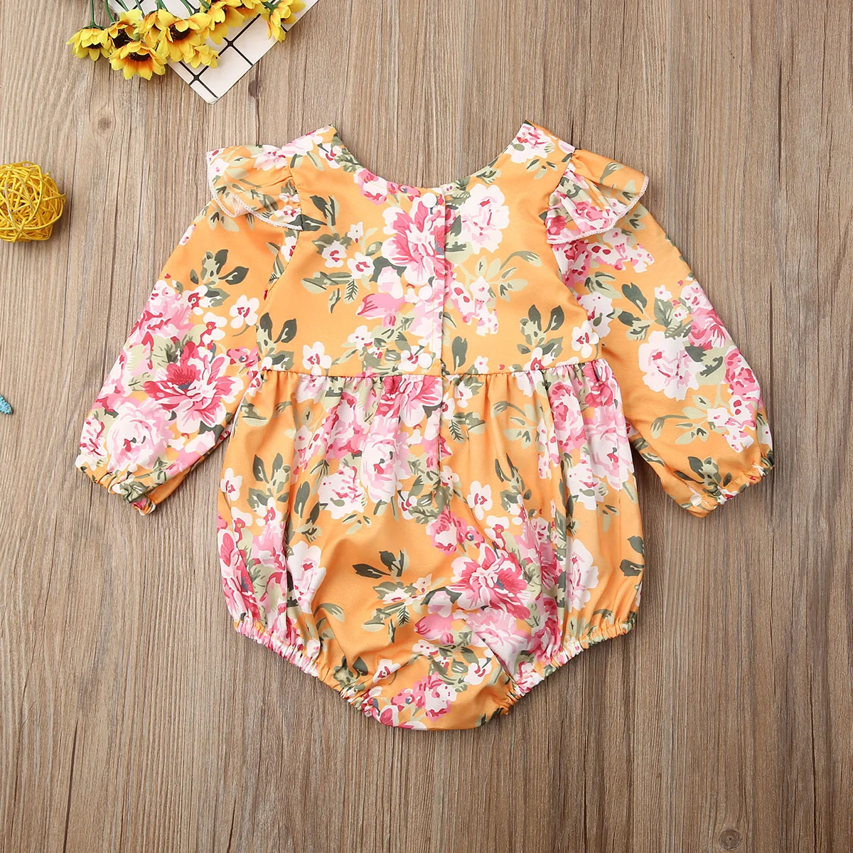 Sweet Toddler Baby Girls Bodysuits 0-24M Long Sleeve Flower Print Cute Bodysuit Jumpsuit Clothes Set | Детская одежда и обувь