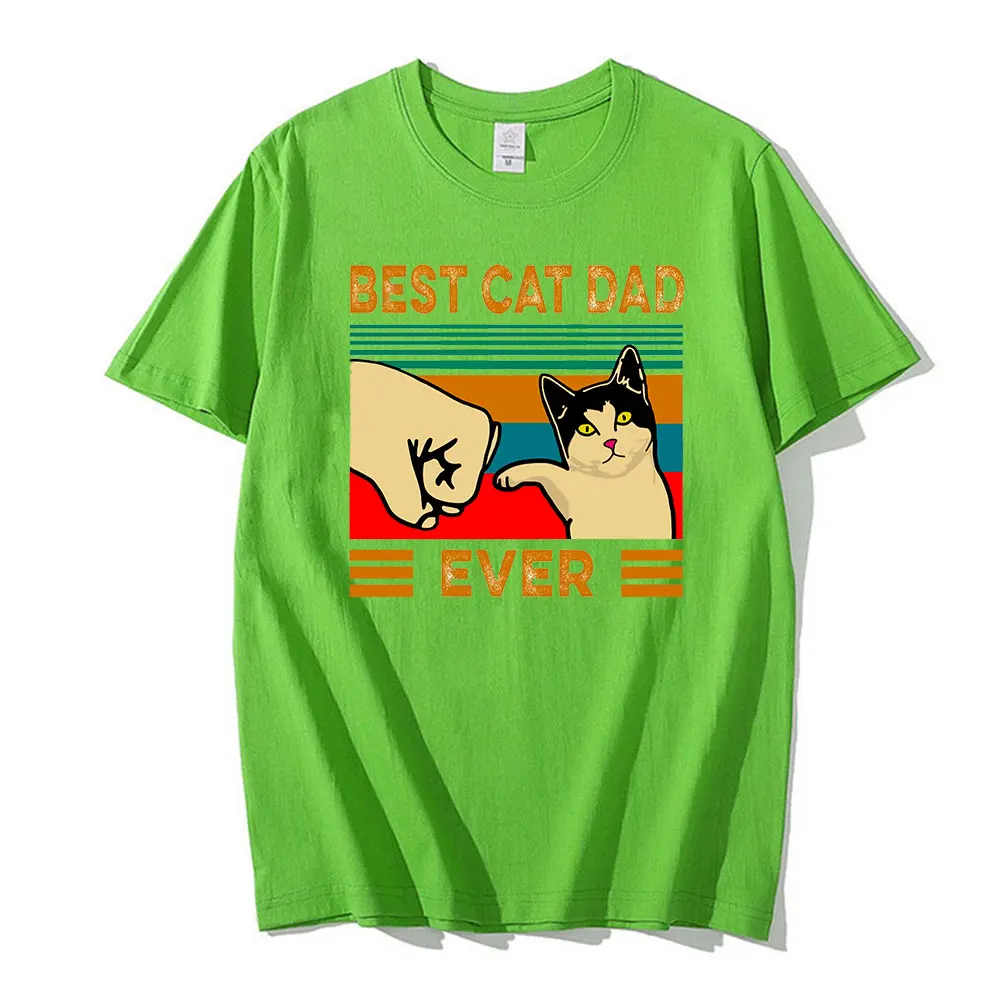 

Best Cat Dad Ever Cat Daddy Vintage T Shirts Lover Father Camisa 100% Premium Cotton Funny Cat Best Birthday Tshirt for Men Tops