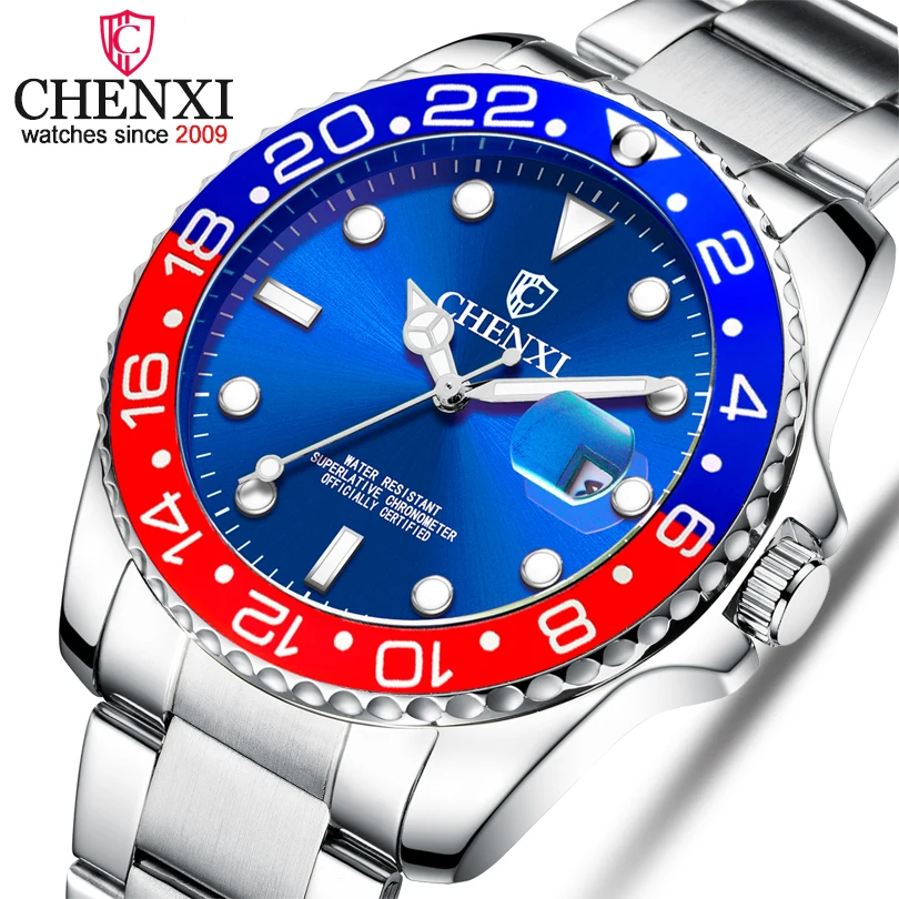 CHENXI Men Fashion Personality Twin color Dial Watches Mens Luxury Brand Quartz Wristwatches Date Waterproof relogio masculino | Наручные