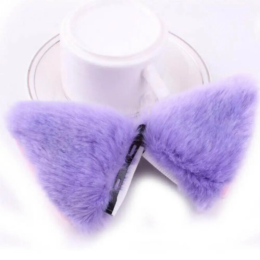 purple 1 пара милые Косплей вечерние длинные меховые уши кошки костюм заколка для волос Хэллоуин головные уборы для женщин - Цвет: purple