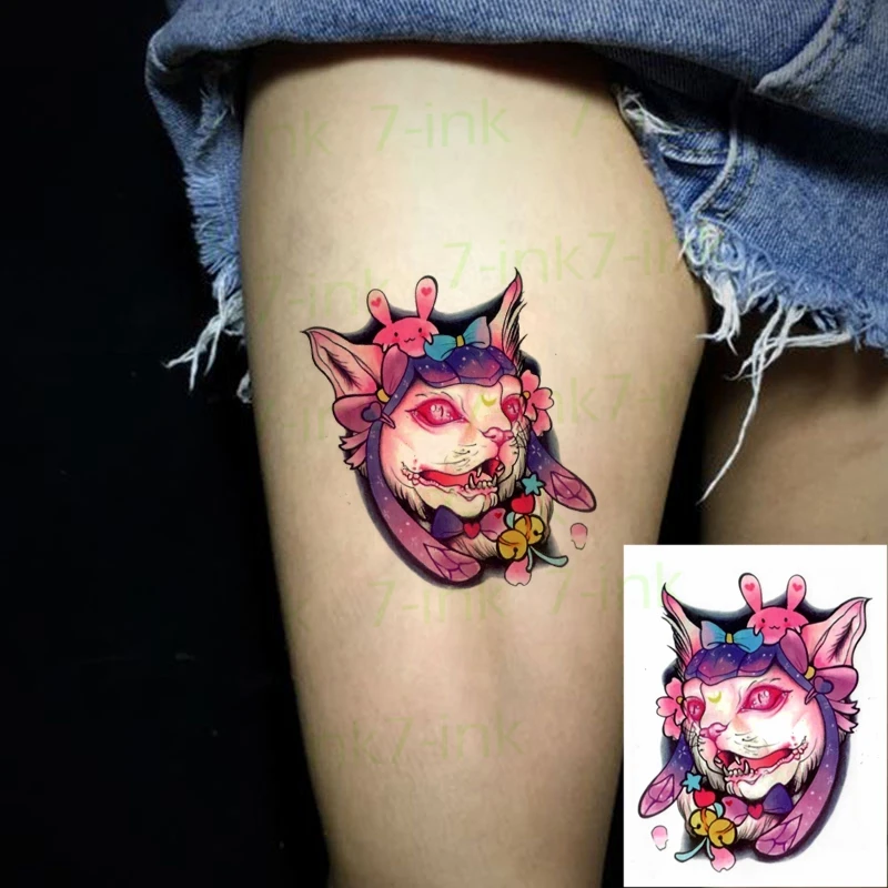 Waterproof Temporary Tattoo Sticker Monkey King Cat Flower on The Back of Hand Flash Tatoo Fake Tattoos for Men Women | Красота и