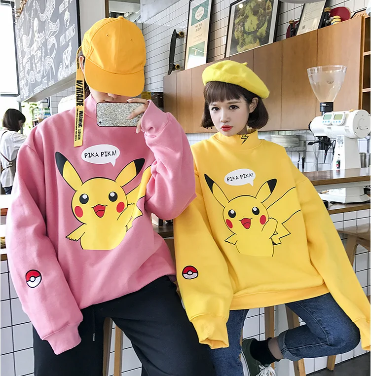 Женские толстовки с капюшоном Осенняя водолазка принтом Пикачу в стиле