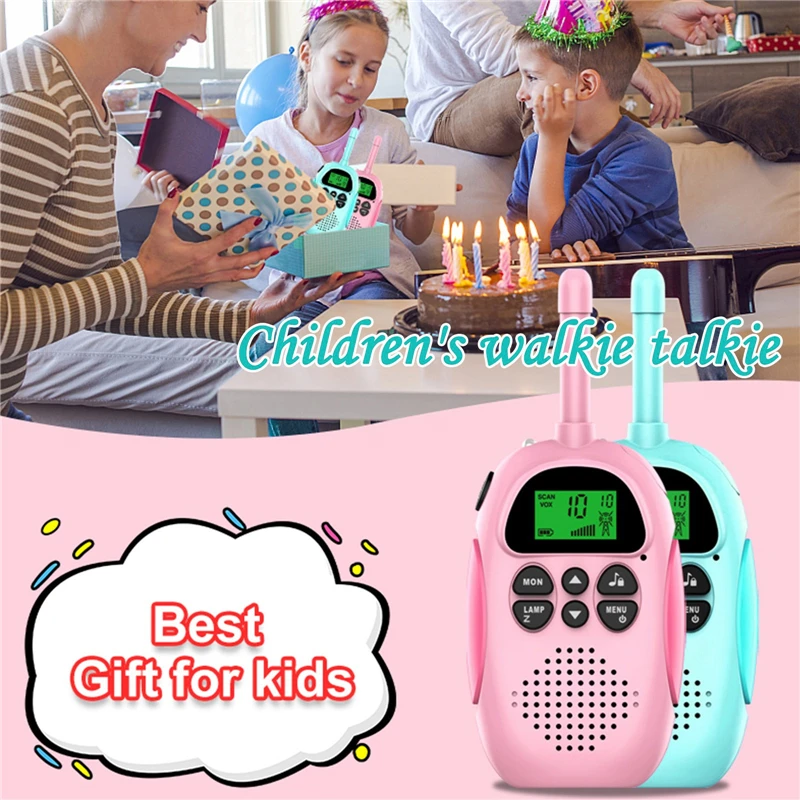 2pcs Kids Mini Walkie Talkie Portable Flashlight HF Transceiver 1000mAh Battery 3-5km Hiking Interphone Toys Gift Two Way Radio