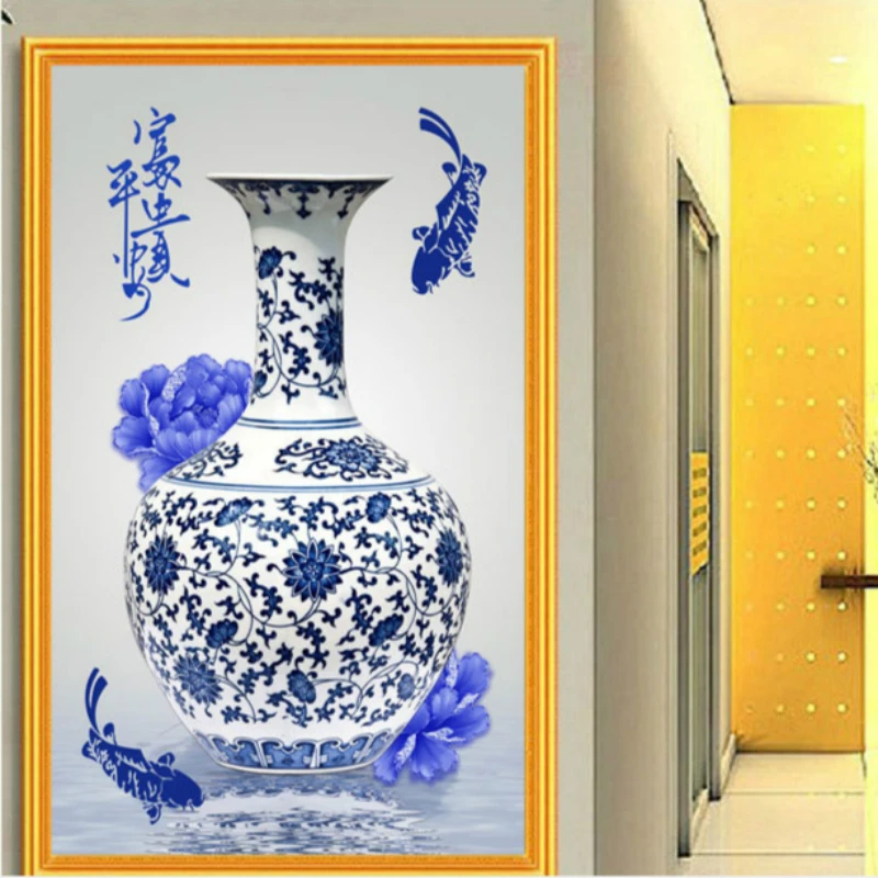 Алмазная вышивка мозаика крестиком полностью Круглая Мозаика из синего и белого