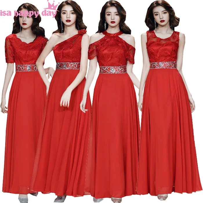 

formal red vestidos de chiffon bridesmaid plus size brides maid bridemaids dresses bridesmaids long dress 2020 under $100 W4336