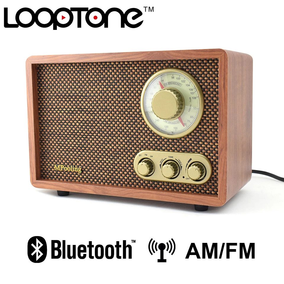 LoopTone Настольный Bluetooth AM/FM радио Винтаж Ретро Классический домашний Встроенный