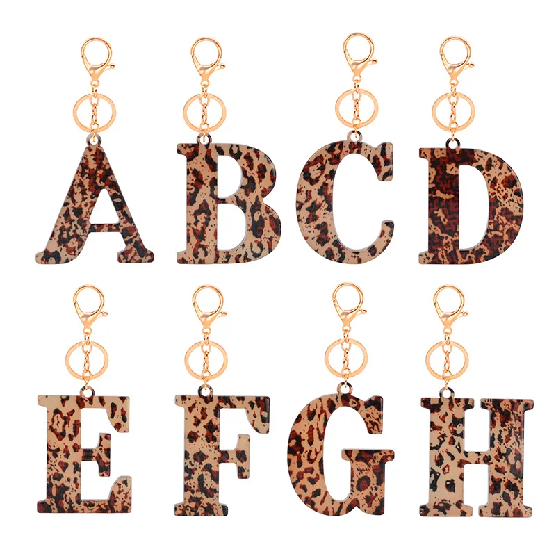 Новые брелки с леопардовым принтом из смолы 26 дюймов английским алфавитом