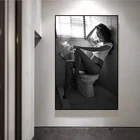 Современный Туалет пикантные Картина на холсте женщина для девочек курения и питья принты и плакат Настенные картины для Гостиная домашний декор