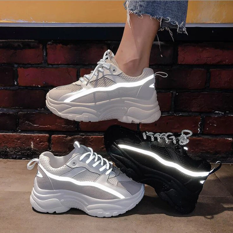 Светоотражающие кроссовки женская модная обувь для бега повседневные беговые