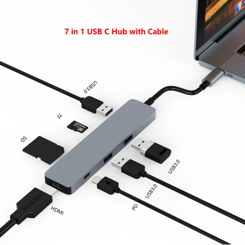 Многопортовый SD/карта Mirco-SD кардридер HDMI адаптер USB 3 0 концентратор Type-C женский 4K