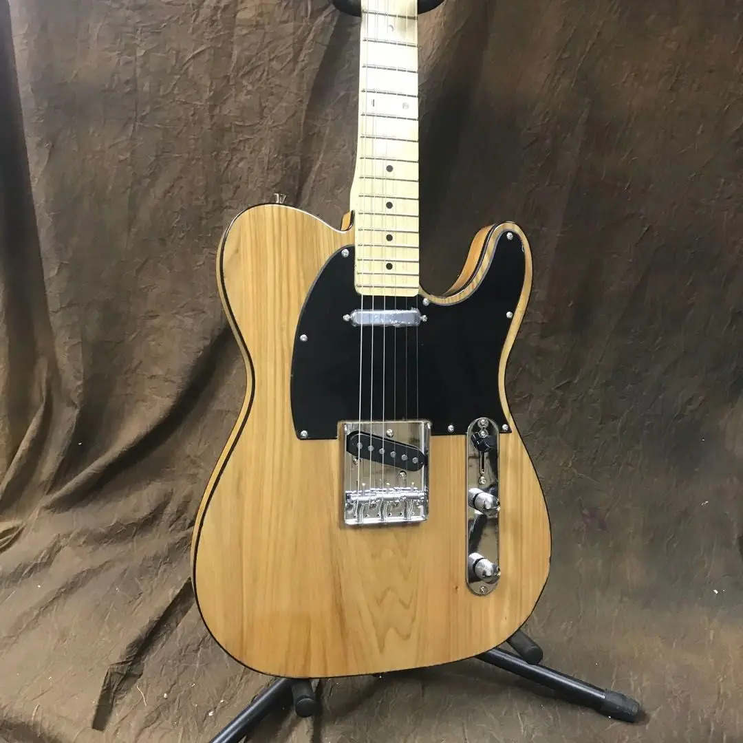 

Heavy Elm Wood Body Tele Guitar Black Bingding Natural Glossy Finish Product