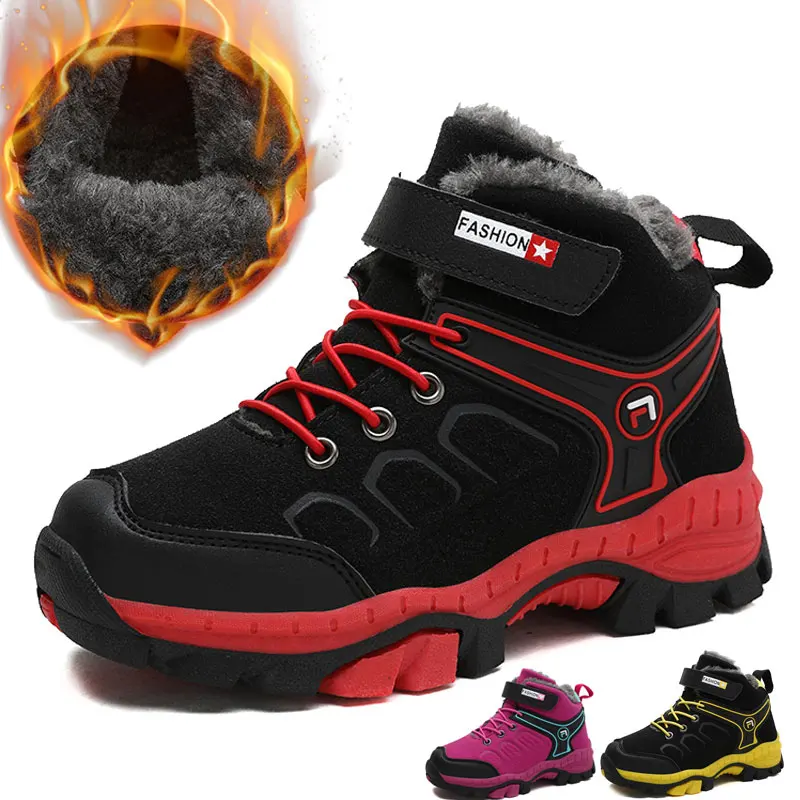 Зимняя бархатная обувь для мальчиков Водонепроницаемая зимняя зимние ботинки и