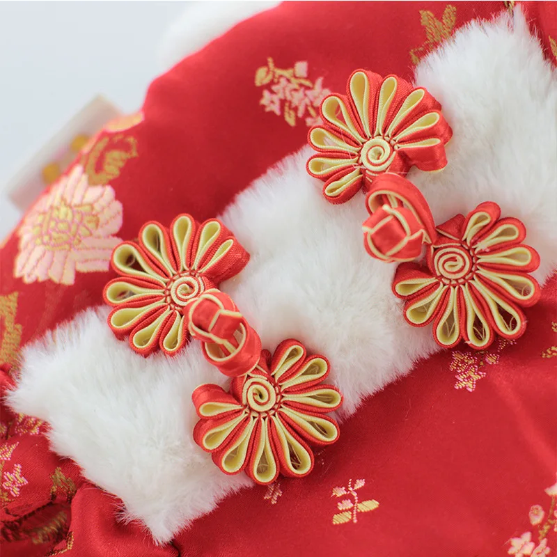 Одежда для собак зимнее китайское Новогоднее платье кошек и костюм Тан Ципао