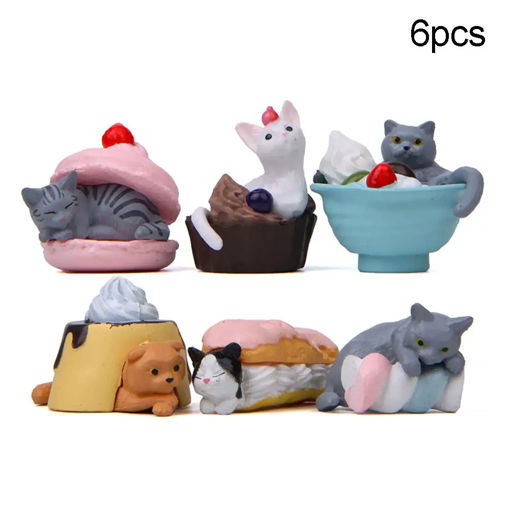 6 шт десертные кошки животных модель Фигурка миниатюрная фигурка китайского