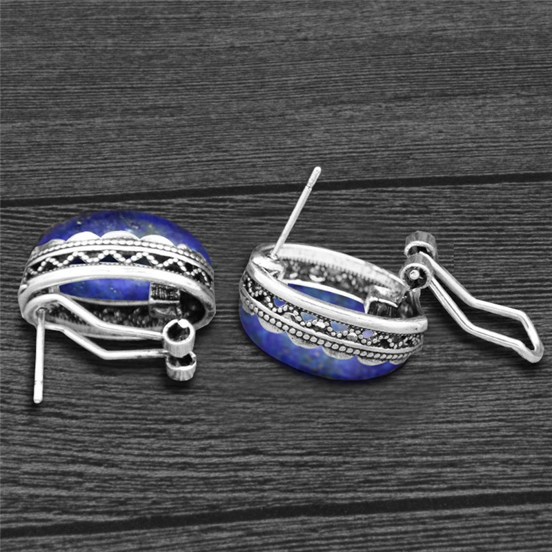 Комплект украшений кольцо серьги-гвоздики античный посеребренный кварц камень