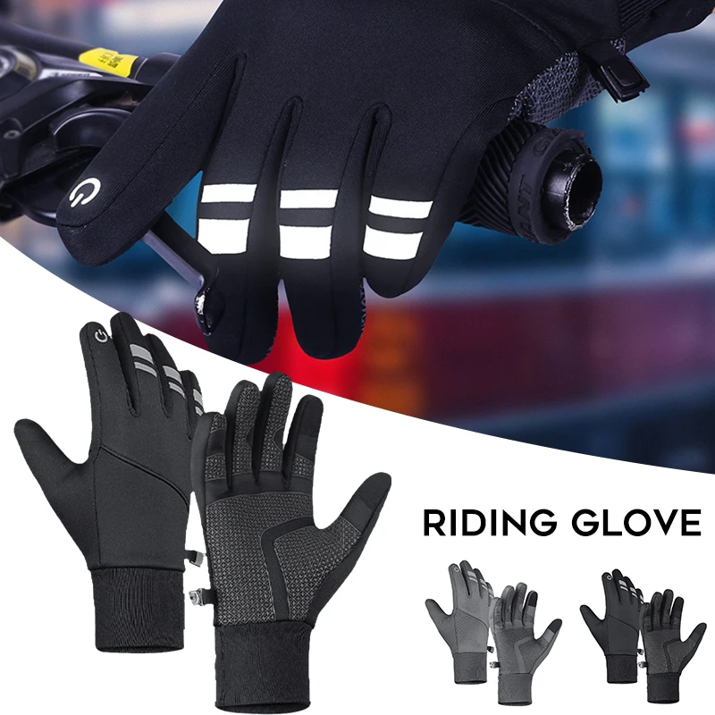 

Winter Cycling Gloves Waterproof Thermal Gloves with Touch Screen Function Liner Windproof Anti-Slip Shock-Absorbing SEC88