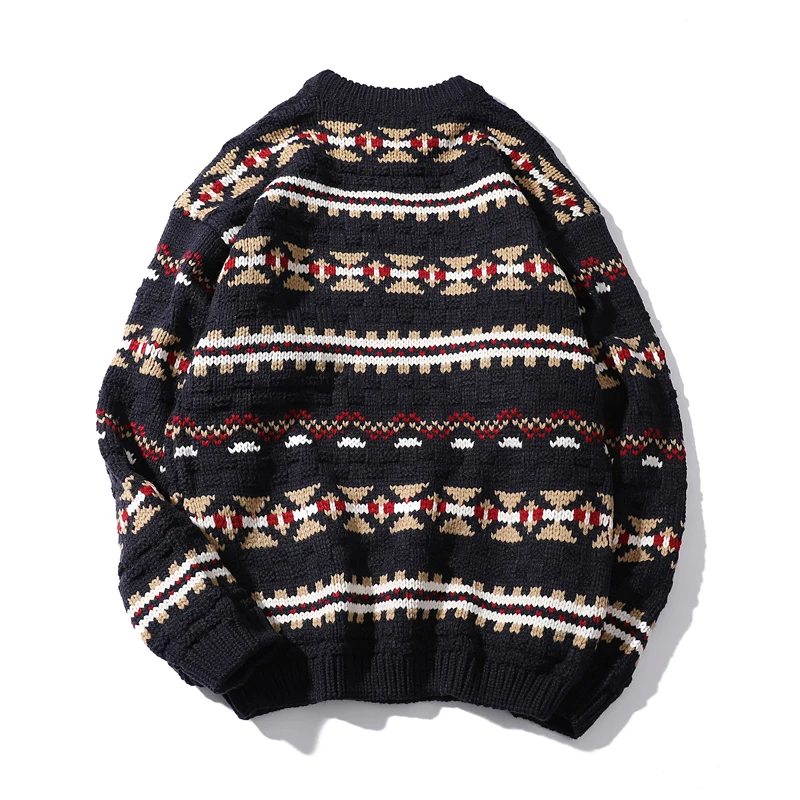 

Autumn and Winter 2019 New women's Korean Geometric Pattern Embroidery Oversized Loose Round Neck Knitted Sweater