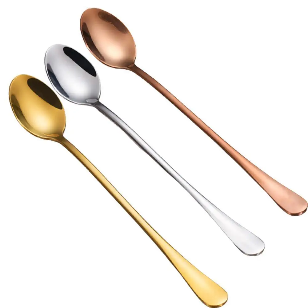 

1pcs Steel Ice Spoon With Long Handle Coffee Stirring Spoon Dessert Ice Cream Spoon Kitchen Multifunctional Tableware