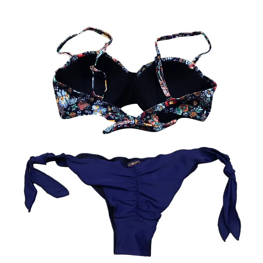 

2021 New Sexy Swimwear Hot Sale Fashion Women Sexy Floral Print Breast Pad Split Bathing Swimsuit