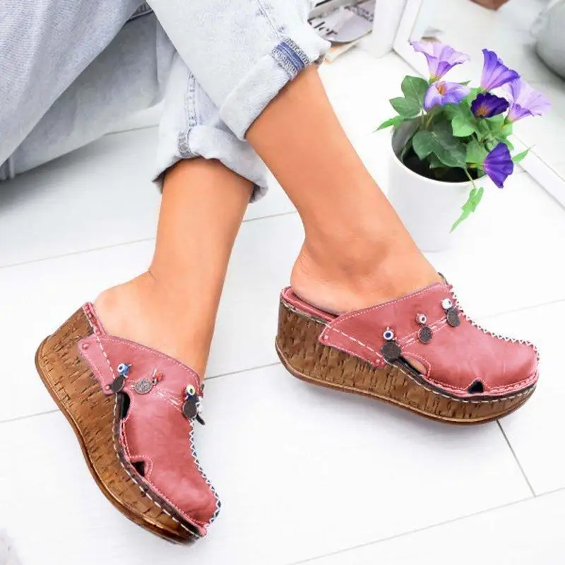 

New Women Sandals Summer Platform Wedge Shoes For Woman High Heel Sandals Summer Shoes Sewing Retro Toeless Sandalia Feminina