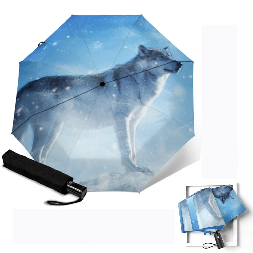 Креативный детский зонт с волком ветрозащитные полностью автоматические зонты