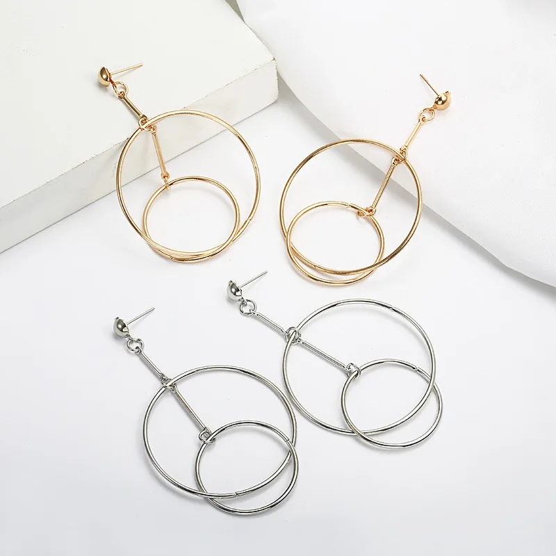 2019 модные круглой формы металлический золотой геометрический обод кольцо