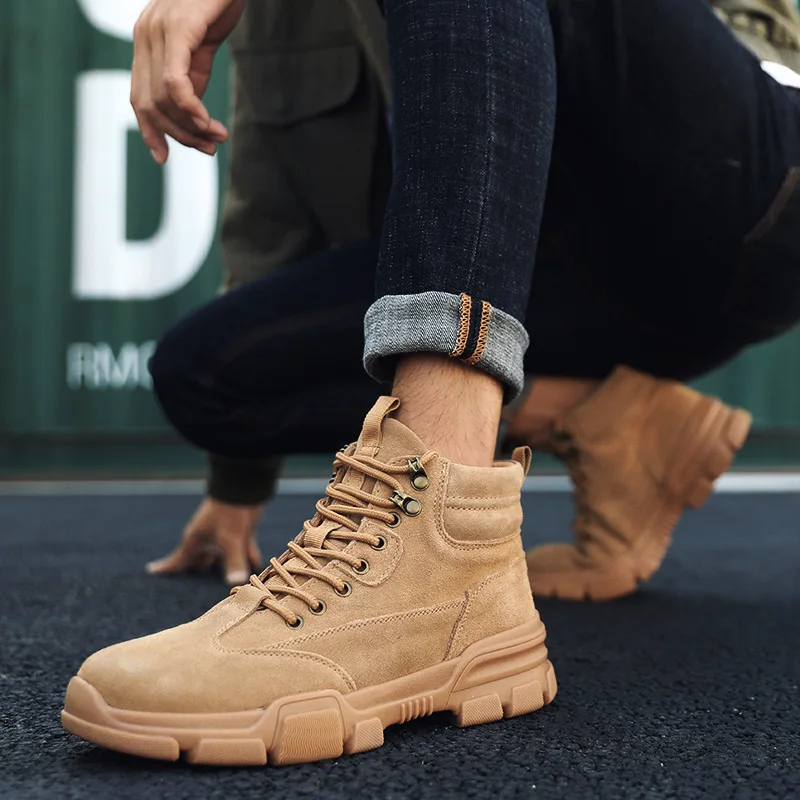 

Mens Boots Winter Boots British Trend Men's Boots Retro Boots Tide Tooling Shoes Fashion Men's Snow Shoes Work Safety Shoes