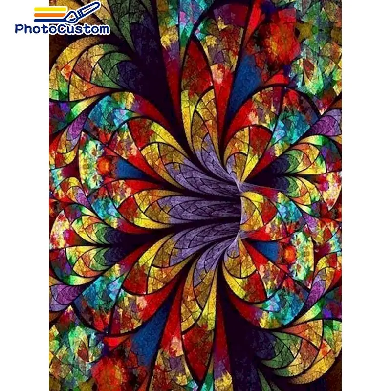 

PhotoCustom DIY Diamond Painting Mosaic Colorful Flowers Full Diamond Embroidery Landscape Arts And Crafts Creative Hobbies Home