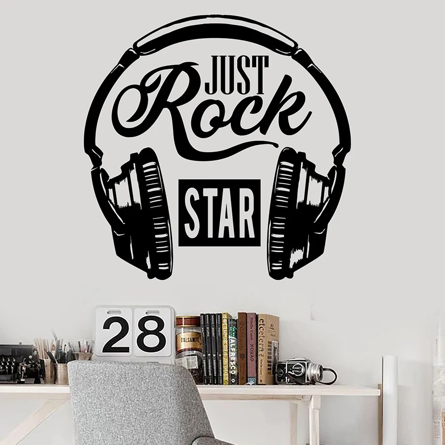 Наклейка Настенная виниловая с надписью Rock Music Lover | Дом и сад