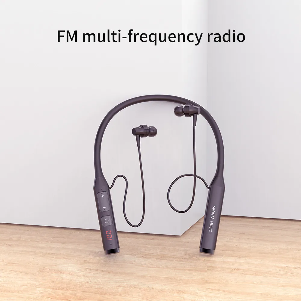V7 беспроводные Bluetooth наушники TF карта MP3 плеер Шейная гарнитура HIFI стерео для бега