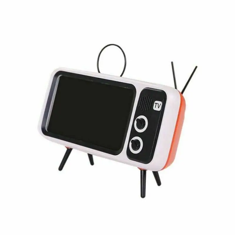 Retro TV shaped stereo Bluetooth speaker Desktop Lazy Phone holder bracket Multipurpose mobile phone bracket For mobile phone