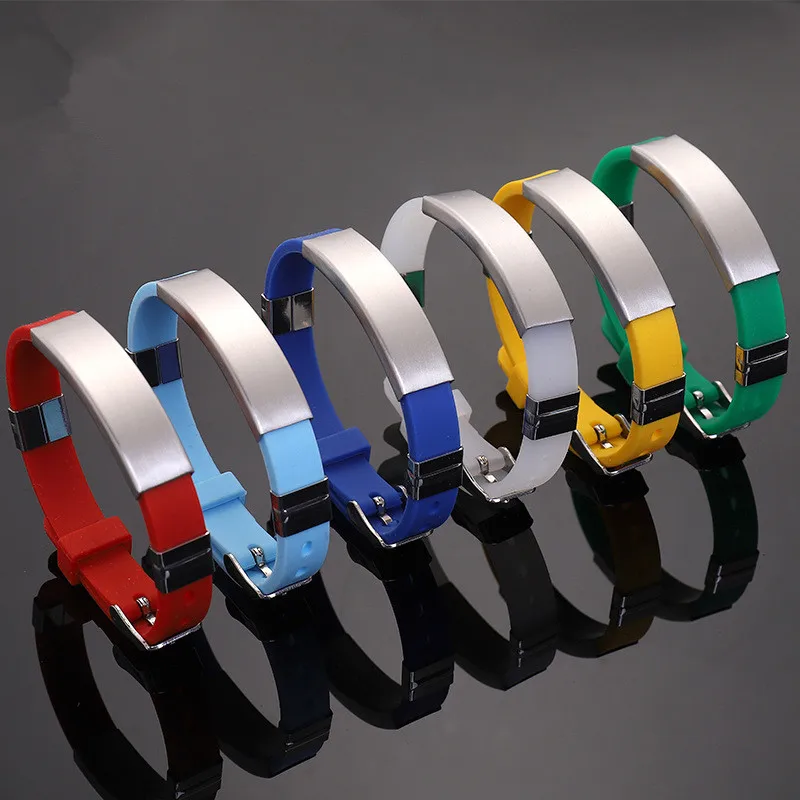 

Turkish Jewelry Engravable Personality Name Soft Mens Wristband Bracelet Stainless Steel Adjustable Silicone Bangles For Women