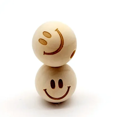 smile 10 шт DIY ювелирные изделия 20 мм дерево цвет лазерная гравировка смайлик звезда Корона Слон Лотос деревянный шарик серьги браслет аксессуары - Цвет: smile