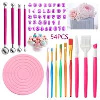pottery tools 54 sets alphanumeric molds pottery turntable cake decorating tools coffee carving needles diy clay tools