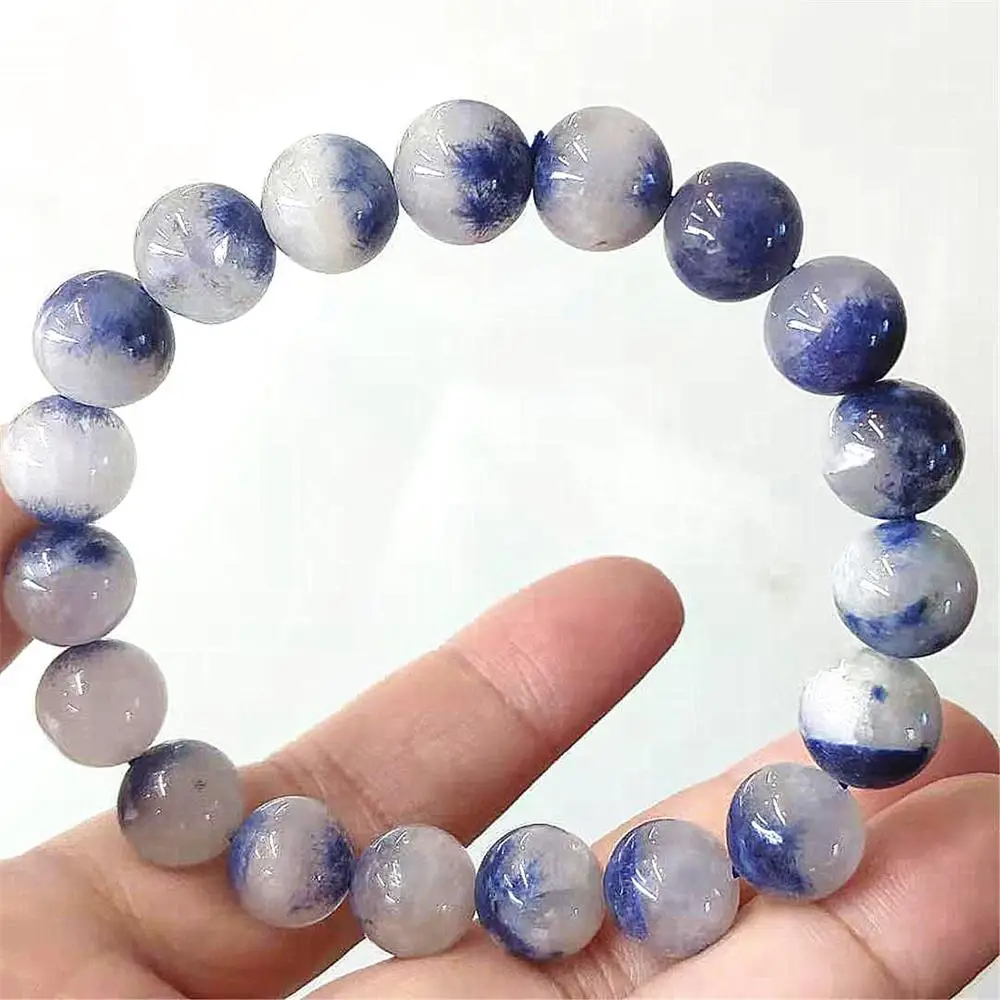 10 мм натуральный синий Дюмортьерит Рутиловый Кварц Круглые Кристальные бусины