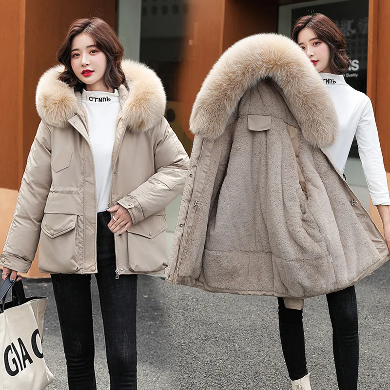 

Plus velvet thick pie to overcome women's mid-length 2021 winter new ladies down coat cotton coat women's jacket HOT