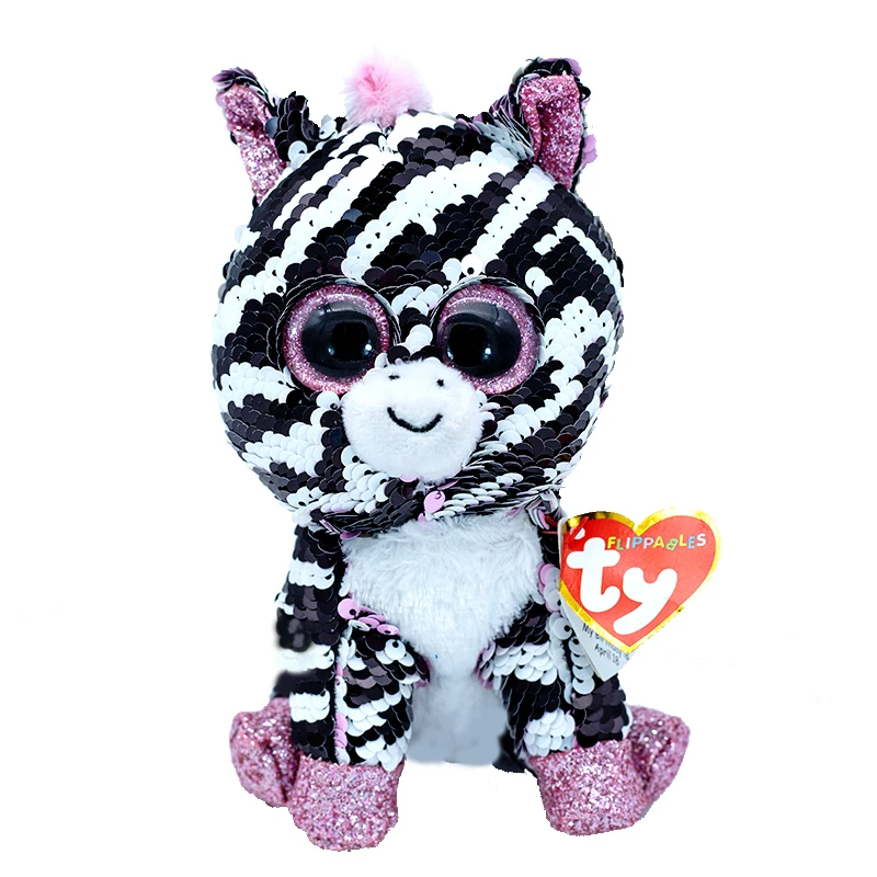 

Ty Big Eyes Flippables 6" 15 cm Reversible Sequin Pink Zebra Plush Regular Stuffed Toys Collection Animal Doll Gift for Children