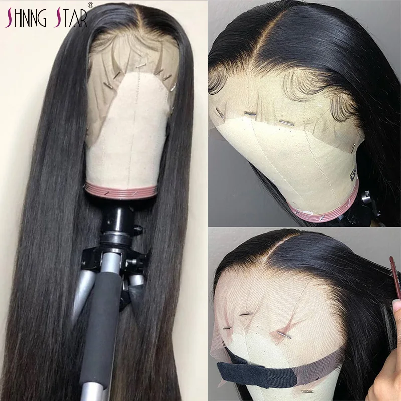 

Парики из натуральных волос на сетке 13X1, черные женские, предварительно выщипанный парик, бразильские прямые волосы на сетке, парики с детск...