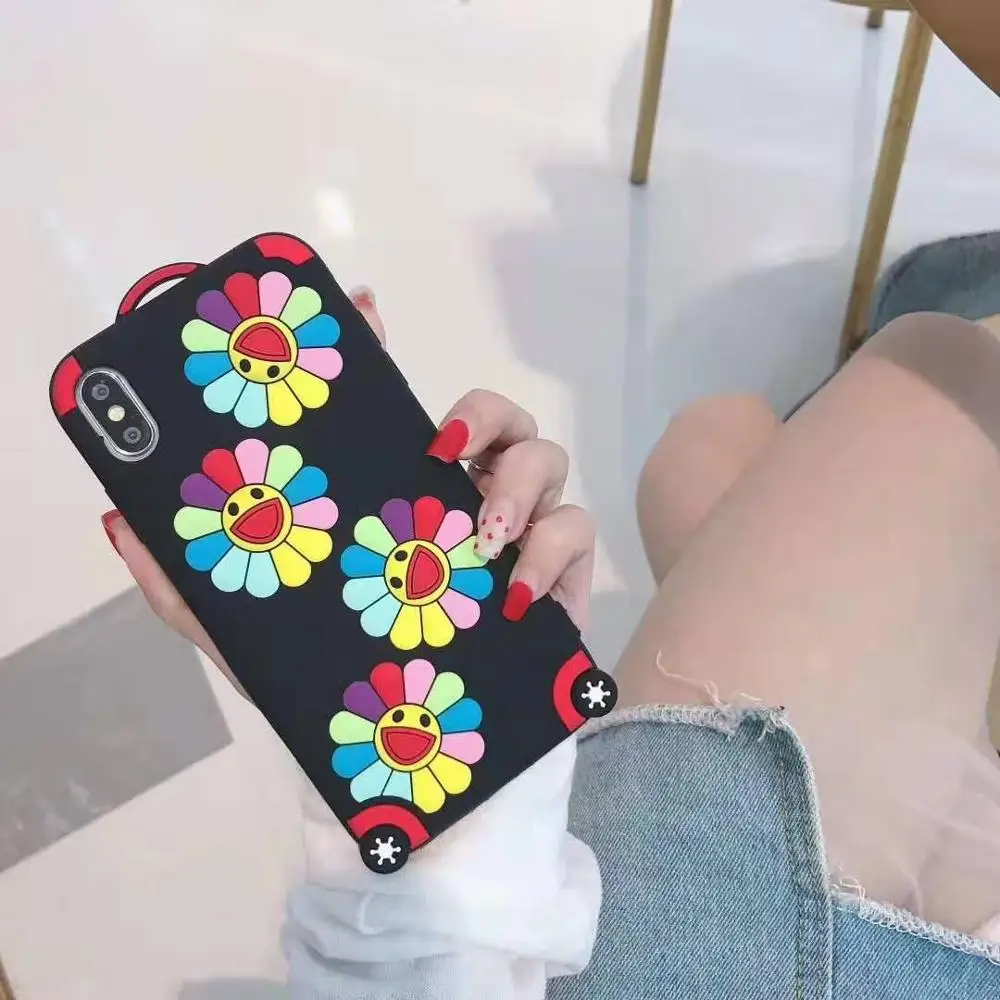 Милые чехлы с цветами солнца для iPhone 11 Pro 7 8 6s 6 Plus, чехол для телефона с симпатичным смайликом и цветами, задняя крышка, чехол для iPhone X MAX XR - Цвет: 01