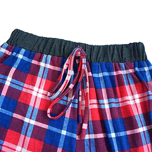 

Cocobla Women's Two Pieces Pajama Sets Crew Neck Short Sleeve Sleepwear Plaid Loungewear